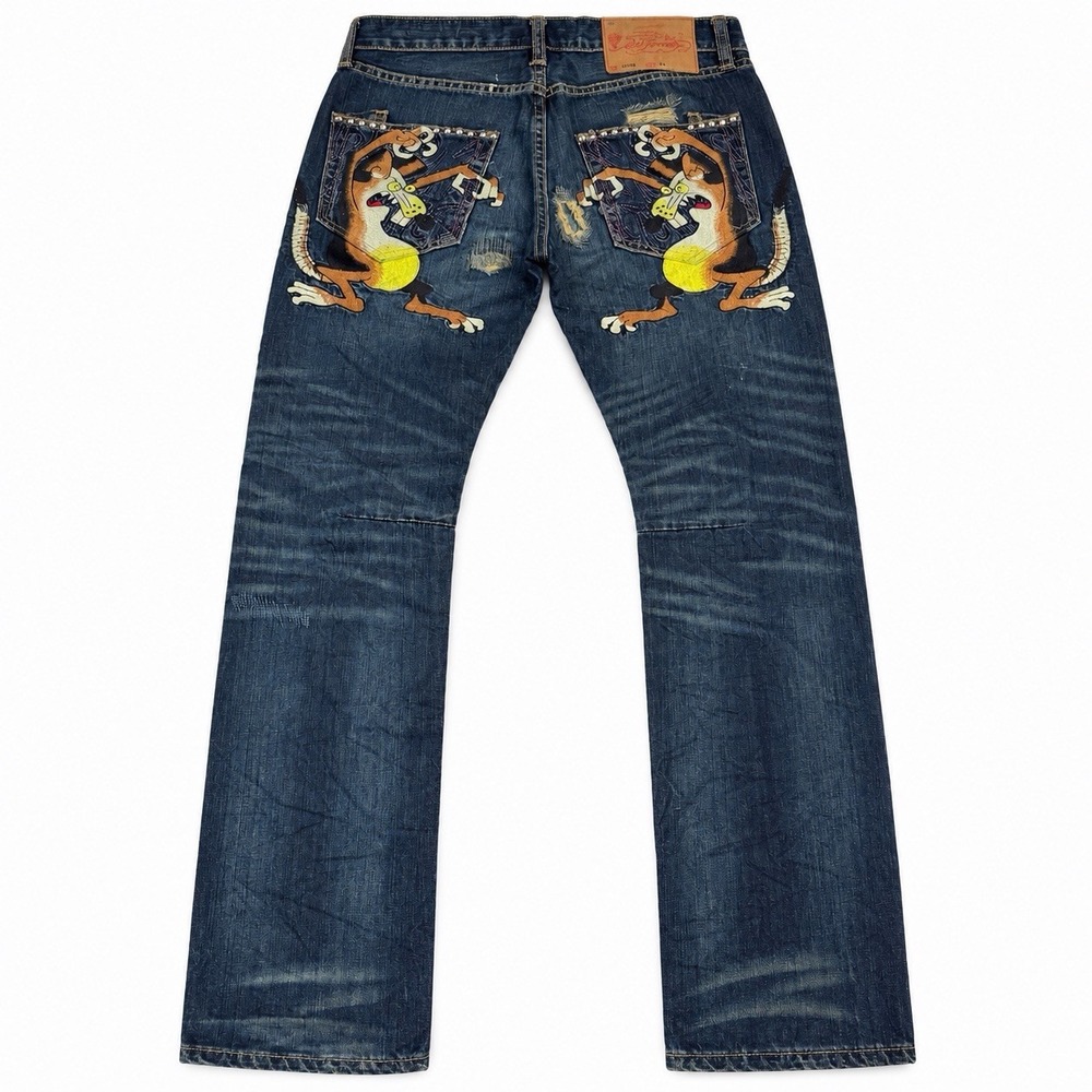 Vintage Y2K Ed Hardy Lot 2009 Embroidered Wile E Coyote Distressed Jeans 31